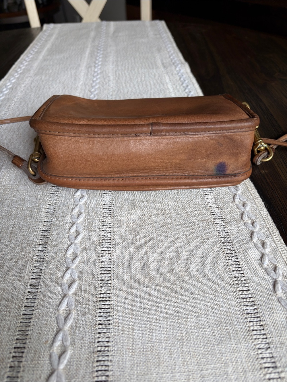 Vintage 1980’s Coach Pocket Purse British Tan Leather W/Original Hangtag! - Picture 3 of 10